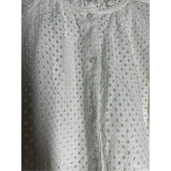 Banana Republic Bohemian Romantic TEXTURED EYELET BLOUSE White Size SP - Picture 2 of 12